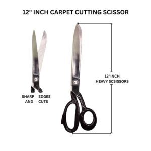 Heavy duty 12 inch tailoring scissors with gold handles and silver blades.